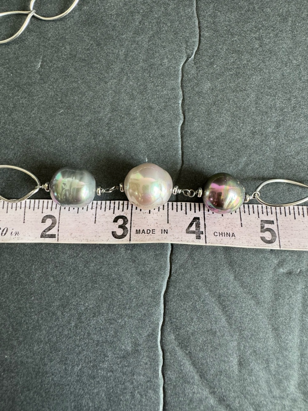 Sterling Silver Baroque Pearl Necklace Large Link Station Chain Old Money 925 - Picture 10 of 10